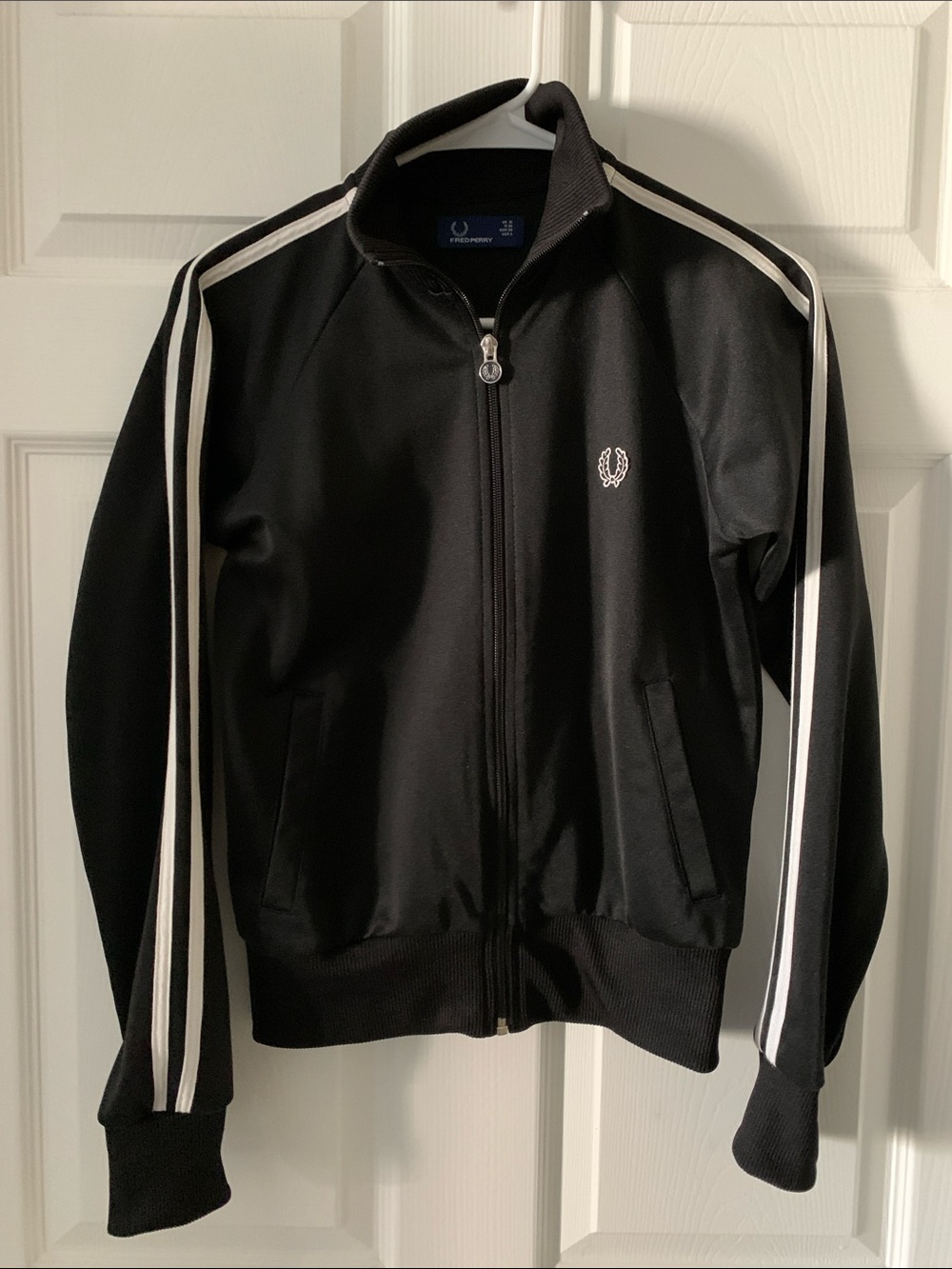 Black Fred Perry Track Jacket size 6 Woman’s
